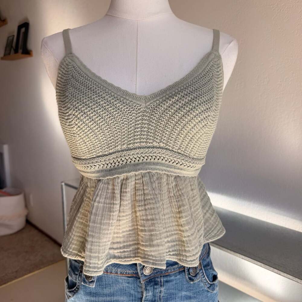 Hollister Easy Crochet-Style Babydoll Top Size...